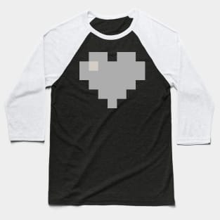 Simple Silver Pixel Heart Baseball T-Shirt